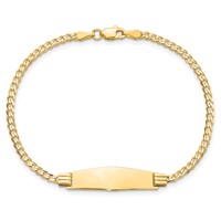 14K Yellow Gold Polished Solid Chain Solid Plate Curb Link Soft Diamond Shape 24.5x7.8mm Plate ID Bracelet - 7in view 4