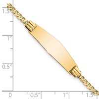 14K Yellow Gold Polished Solid Chain Solid Plate Curb Link Soft Diamond Shape 24.5x7.8mm Plate ID Bracelet - 7in view 3
