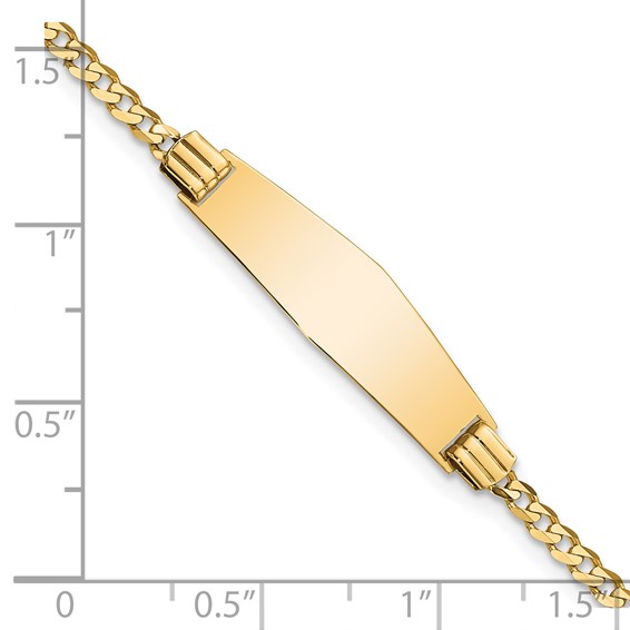 14k Polished Solid Chain/Solid Plate Curb Link Soft Diamond Shape 24.5x7.8mm Plate 7 inch ID Bracelet