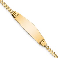 14K Yellow Gold Polished Solid Chain Solid Plate Curb Link Soft Diamond Shape 24.5x7.8mm Plate ID Bracelet - 7in view 1