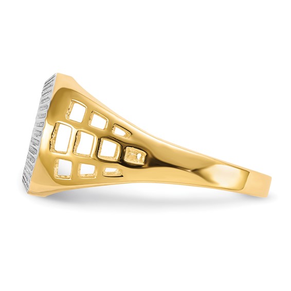 IB Goodman 14k and White Rhodium CZ Cluster Mens Ring