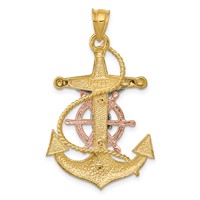 14K Tri-color Mariners Cross Pendant view 4