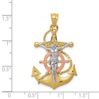 14K Tri-color Mariners Cross Pendant view 3