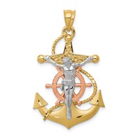 14K Tri-color Mariners Cross Pendant view 1
