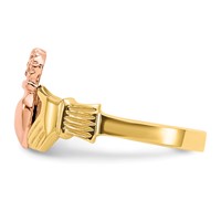 14K Two-tone Polished Claddagh Ring view 4