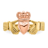 14K Two-tone Polished Claddagh Ring view 5