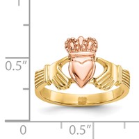 14K Two-tone Polished Claddagh Ring view 3