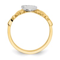 14K Two-tone Polished Claddagh Ring view 2