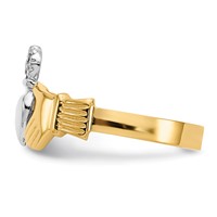 14K Two-tone Polished Claddagh Ring view 4