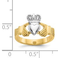 14K Two-tone Polished Claddagh Ring view 3