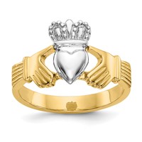 14K Two-tone Polished Claddagh Ring view 1