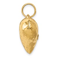 14K Yellow Gold Polished and Hammered 3-D Puffed Heart Pendant view 2