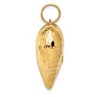 14K Polished and Hammered 3-D Puffed Heart Pendant view 2
