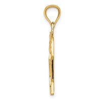 14K Yellow Gold Satin Diamond-cut Reversible Heart Pendant view 2