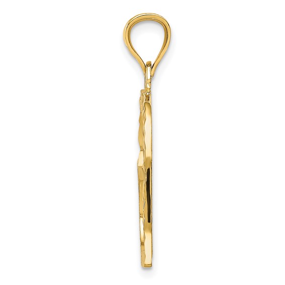 Gold Satin Diamond-cut  Crooked Heart Pendant