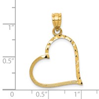 14K Yellow Gold Satin Diamond-cut Reversible Heart Pendant view 3
