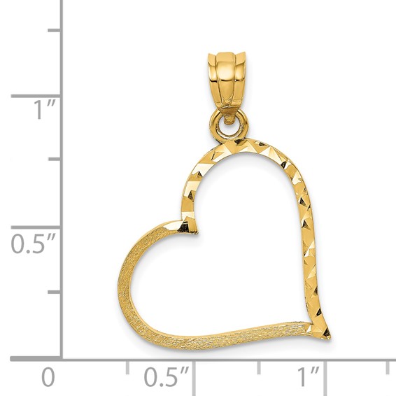 Gold Satin Diamond-cut  Crooked Heart Pendant