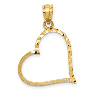 Gold Satin Diamond-cut  Crooked Heart Pendant