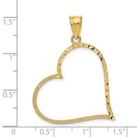 14K Satin Diamond-cut Reversible Heart Pendant view 3