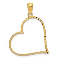 14K Satin Diamond-cut Reversible Heart Pendant view 1