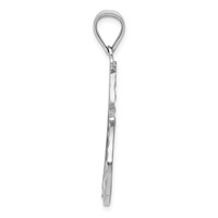 14K White Gold Solid Diamond-cut Reversible Heart Pendant view 2