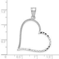 14K White Gold Solid Diamond-cut Reversible Heart Pendant view 3