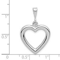 14K White Gold Solid Polished Heart Pendant view 3