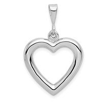14K White Gold Solid Polished Heart Pendant view 1