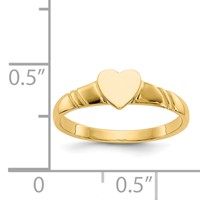 14K Yellow Gold 5.0x 5.0mm Closed Back Heart Signet Ring view 3