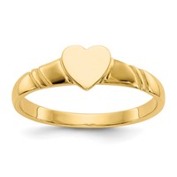 14K Yellow Gold 5.0x 5.0mm Closed Back Heart Signet Ring view 1