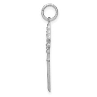 14K White Gold Diamond-cut Heart Key Charm view 2