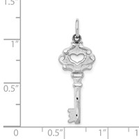 14K White Gold Diamond-cut Heart Key Charm view 3