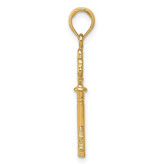 Gold Three Hearts Key Pendant