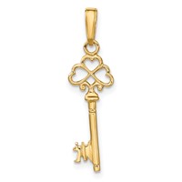 14K Polished 3-D Hearts Key Charm view 3
