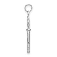 14K White Gold 3-D Hearts Key Charm view 2