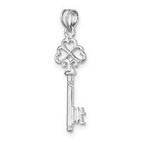14K White Gold 3-D Hearts Key Charm view 4