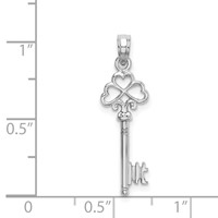 14K White Gold 3-D Hearts Key Charm view 5