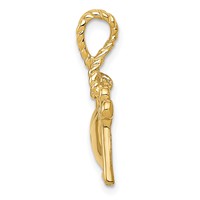 14K Yellow Gold Polished Key Tied to Heart Lock Charm view 2