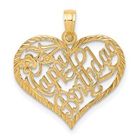 14K Yellow Gold Solid Happy Birthday Heart Charm view 1