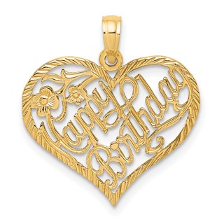 Gold HAPPY BIRTHDAY Heart Charm