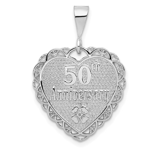 14K White Gold Reversible 50th Anniversary Our Love Grows Stronger Every Year Charm
