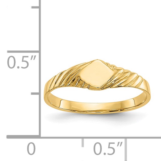 14k 5.0x5.0mm Open Back Size 3 Childs Fancy Square Signet Ring