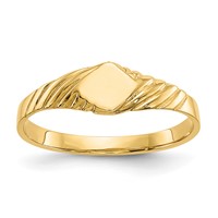 14K Yellow Gold 5.0x 5.0mm Open Back Fancy Square Signet Ring view 1