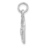 14K White Gold Satin Diamond-cut Horse Head in Horseshoe Charm view 2