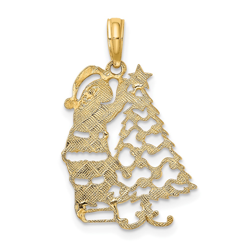14k Polished Christmas Tree and Santa Charm (D1119)