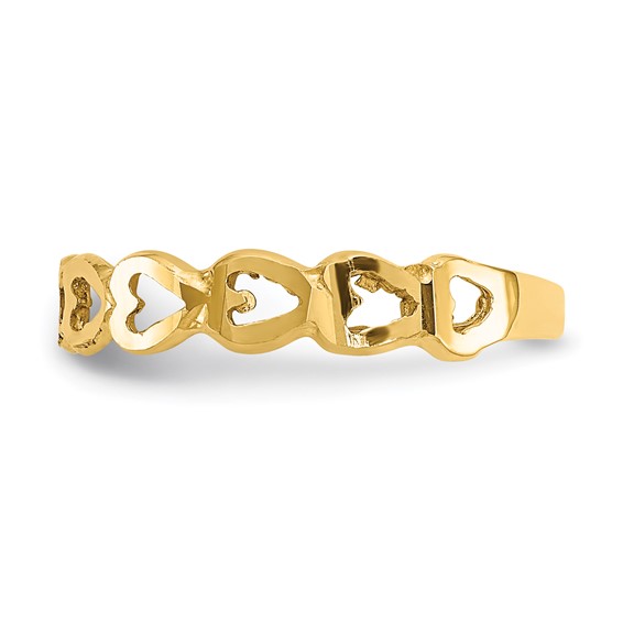 14k Polished Hearts Ring