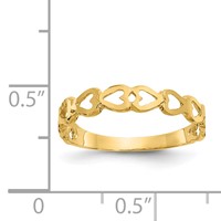 14K Yellow Gold Polished Hearts Ring view 3