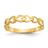 14K Yellow Gold Polished Hearts Ring view 1