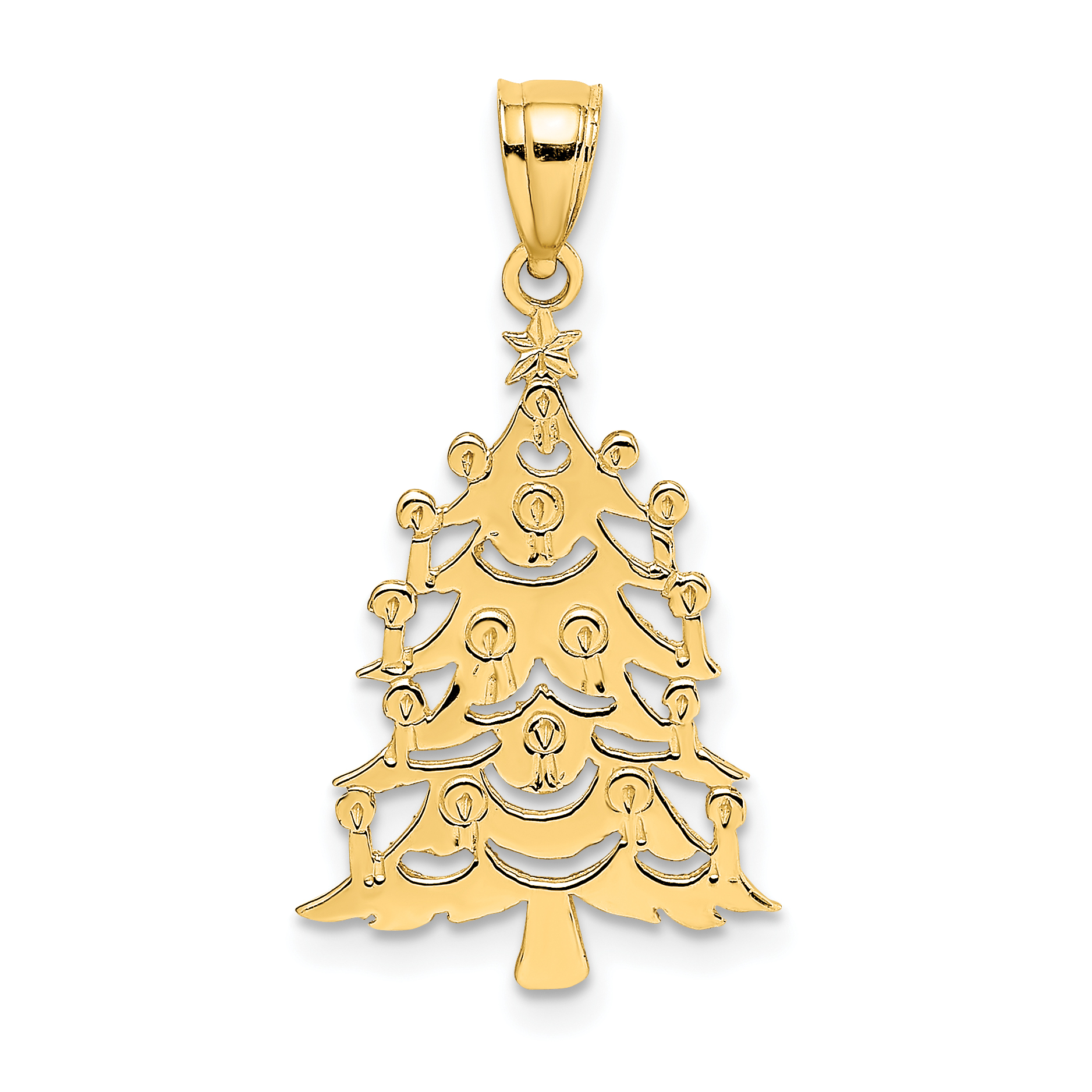 14k Polished Christmas Tree Charm (D1120)