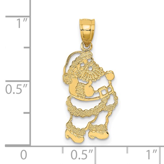 14k Polished Cut-out Santa Charm